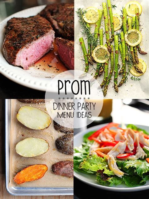 Lunch or dinner menus for parties can be costlier for you as the host, but they don't have to be. Prom Night Menu Ideas | Dinner party menu, Dinner menu ...