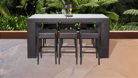 Wicker Patio Bar Table Tk Classics Oasis Bar Table Set With Barstools 7 Piece Outdoor