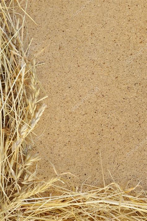 Detail Of Dry Grass Hay And Osb Oriented Strand Board Frame — Stock