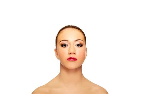 Premium Photo Portrait Of Topless Woman Against White Background