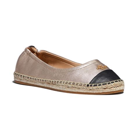 Coach Womens Camryn Metallic Leather Espadrille Slip On Shoe Womens