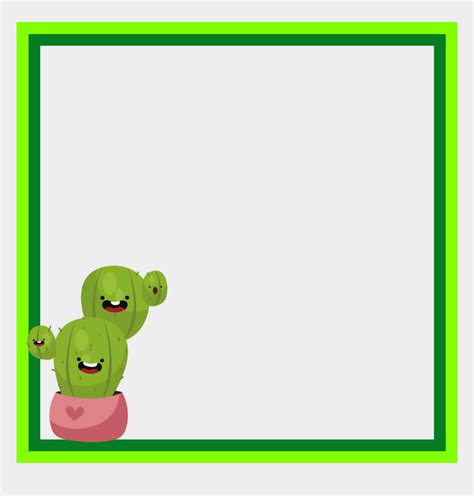Mq Green Cactus Frame Frame Frames Border Borders Cartoon