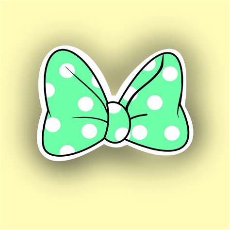Disney Inspired Minnie Mouse Bow Sticker Light Green Etsy