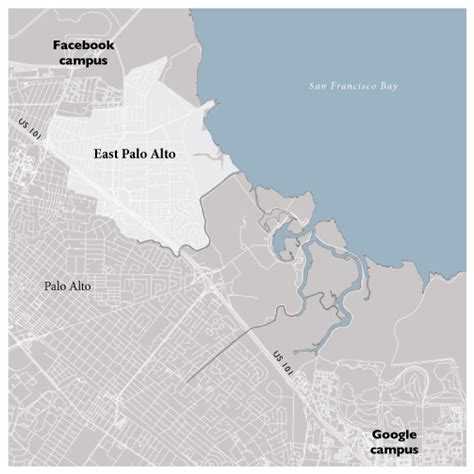 A Map Showing The Location Of East Palo Alto And Google Maps For