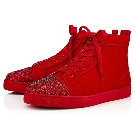 Christian Louboutin Men S Louis Suede High Top Sneakers With Crystal
