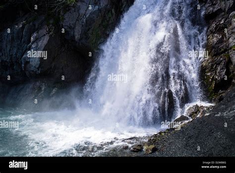 Sparkling Clear Lowell Creek Waterfall Seward Alaska Usa Stock Photo