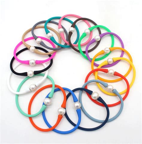 100pcs 10 11mm Pearl And Silicone Rubber Stretch Bracelet Oval Etsy