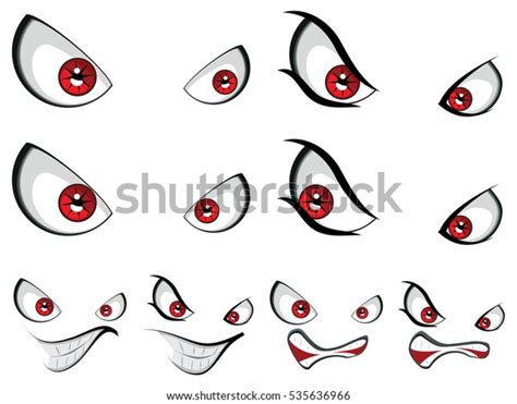 Four Expression Cartoon Face Evil Red Stock Vector Royalty Free 535636966