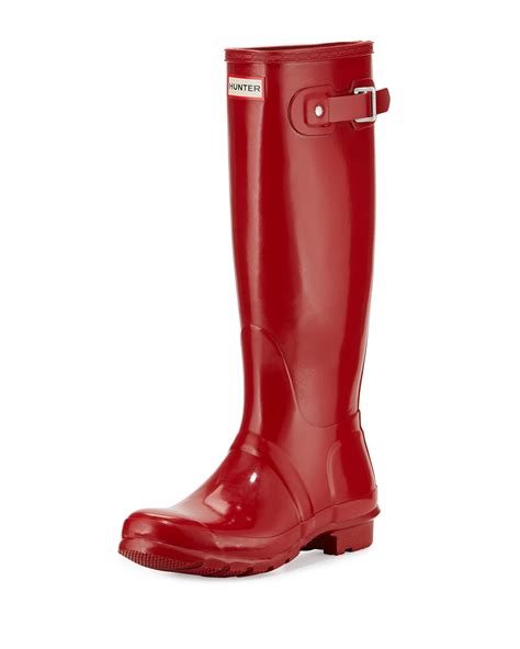 Hunter Original Tall Gloss Rain Boot In Red Lyst