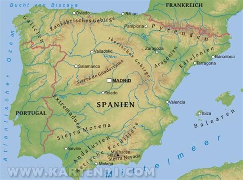Madrid, barcelona, valencia, sevilla, zaragoza, málaga, murcia, palma, las palmas fläche: Karte von Spanien - Karten21.com