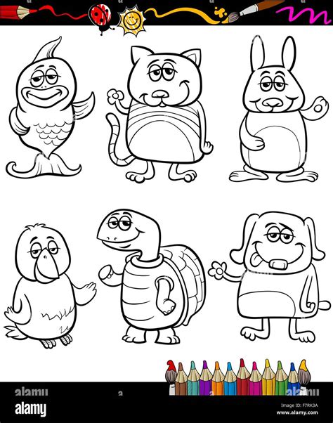 Cute Pets Cartoon Coloring Book Stock Vector Image And Art Alamy