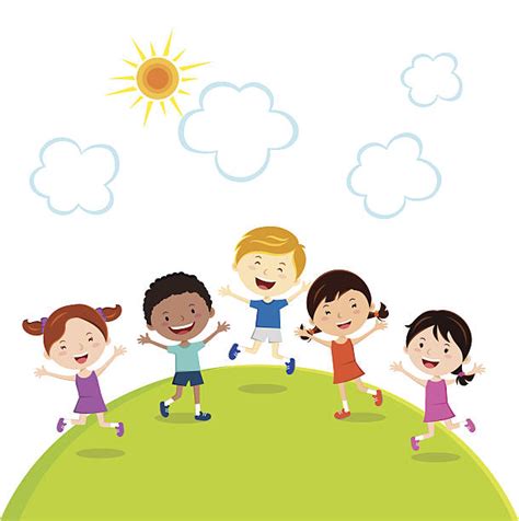 Royalty Free Children Playing Outside Clip Art Vector Images