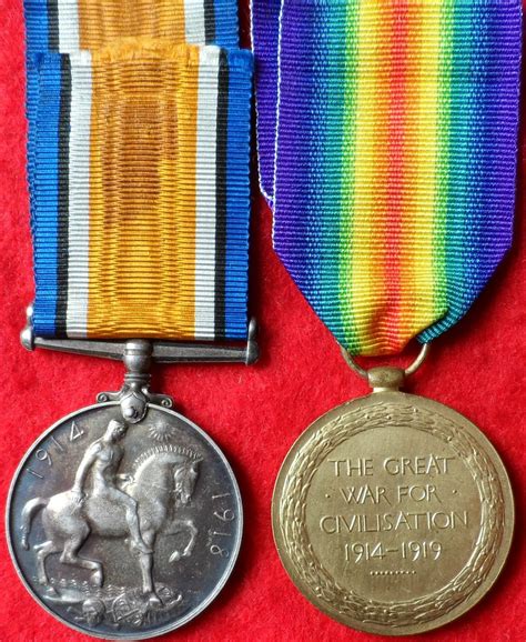 Vintage Ww1 British Army Medal Pair Named Originals Jb Military Antiques