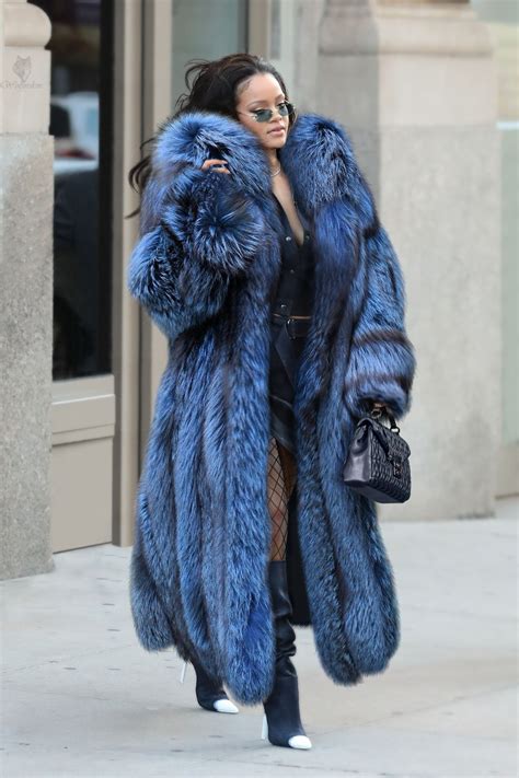 Rihanna Fur Coat Outfit Long Fur Coat Fur Coats Women