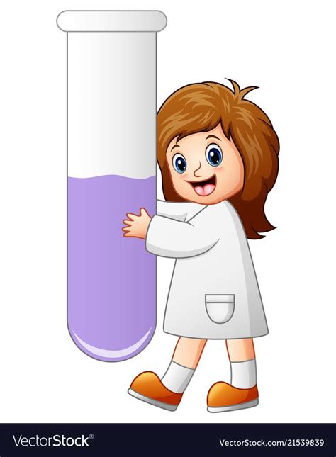 Young Scientist Cartoon Holding A Test Tube Vector Image Girls