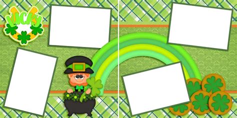 Lucky St Patricks Day Digital Scrapbook Pages Instant Download