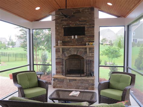 36 Screened In Back Porch With Fireplace