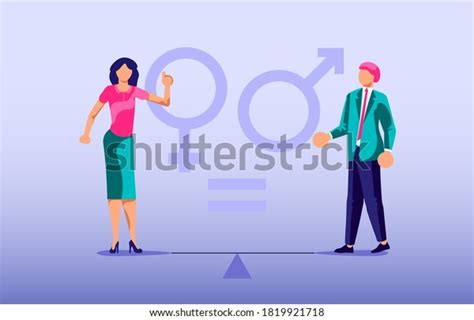 Concept Gender Equality Businessman Businesswoman Standing Stock Vector