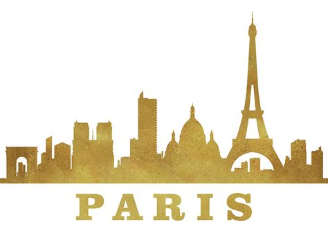 Paris Skyline Gold Digital Art By Erzebet S