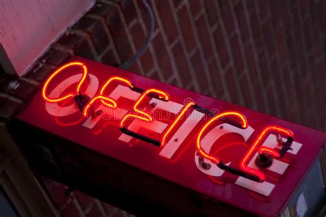Neon Office Sign Stock Photo Image Of Work Tilted Electric 24514554