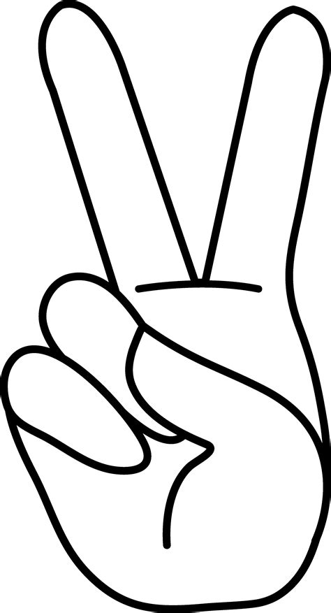 Clipart multitouch interface mouse theme medium image (png) 16kb 800x800 we offer you for free download top of finger clipart black and white pictures. Peace Hand Sign Coloring Page - Free Clip Art