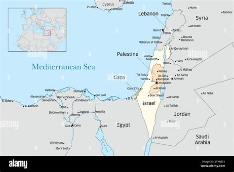 Illustrative map of Israel, Palestine, Lebanon and Gaza Stock Photo - Alamy