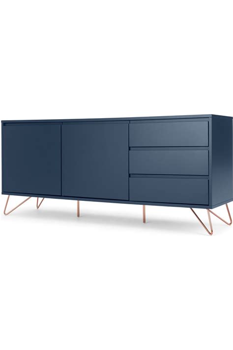 Elona Sideboard Dark Blue And Copper Blue Chest Of Drawers Blue