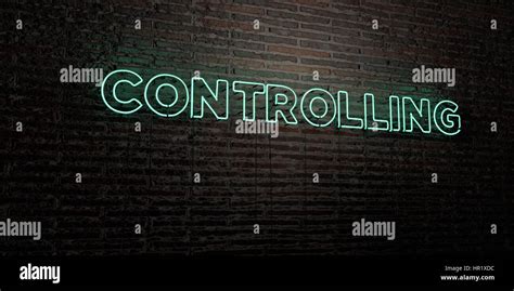 Controlling Realistic Neon Sign On Brick Wall Background 3d Rendered Royalty Free Stock Image