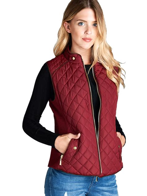 Womens Lightweight Quilted Padding Zip Up Jacket Vest Plus Size