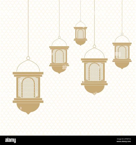 Ramadan And Eid Mubarak Greeting Card Hanging Lamp And Lantern With