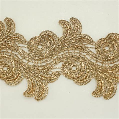 Gold Metallic Rayon Embroidery Lace Trim 38 Wide By Annielov