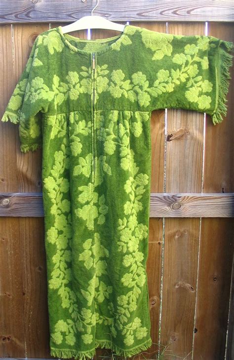 Mod Green Terry Cloth Towel Cover Up Beach Dress Avocado Cover Up