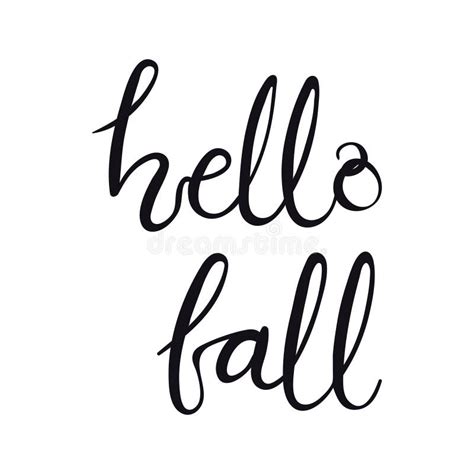 Hello Fall Handwritten Lettering Quote Stock Vector Illustration Of