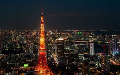 Download Wallpaper 3840x2400 Tokyo Night City Tower Skyscrapers 4k