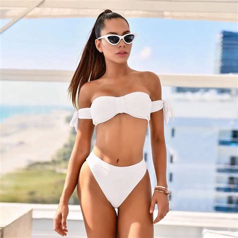 2018 Newest Women Cute Bikini Set Off Shoulder Swimwear Sexy Bra Bathing Suits Beachwear