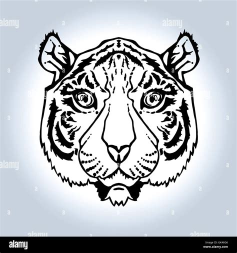 Illustration Of Isolated Tiger Head In Vintage Style For Textiles