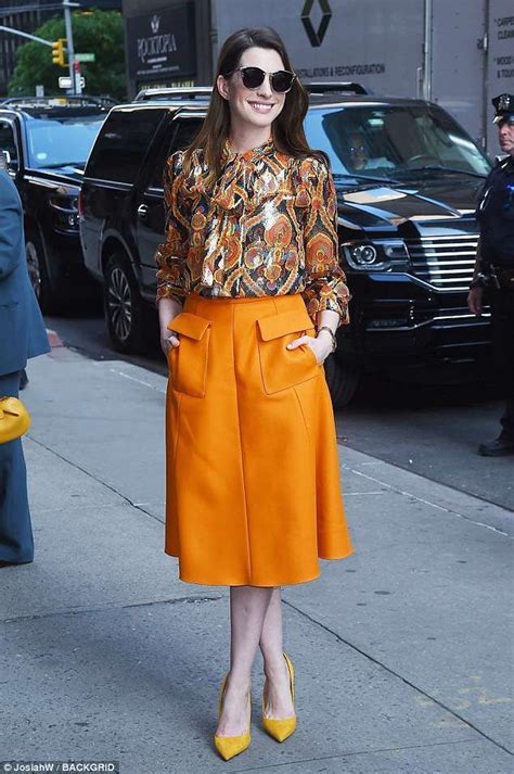 Anne Hathaway Is All Smiles In Three Vibrant Ensembles In New York