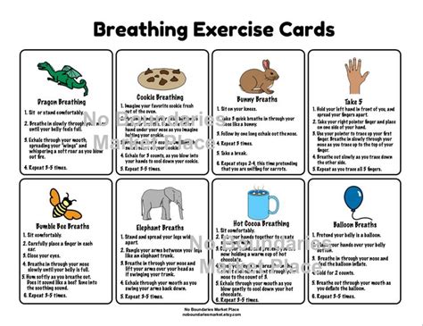 Breathing Cards For Kids Deep Breathing Exercises Etsy Coping