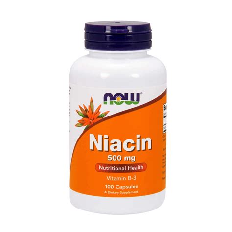 Niacin Vitamin B3 500mg 100 Caps Now Foods