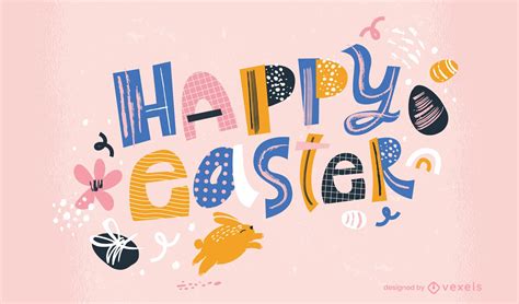 Happy Easter Retro Lettering Vector Download
