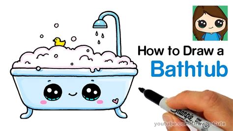 how to draw a bathtub bubble bath easy and cute
