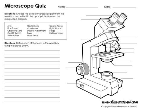Parts Of A Compound Light Microscope Worksheet