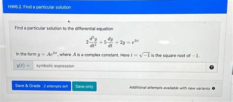 Solved Find A Particular Solution To The Differential