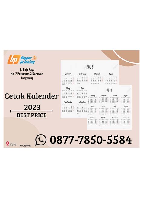 Best Price Wacall 0877 7850 5584 Cetak Kalender 2023 Di Setu By