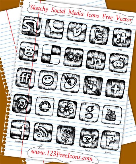 Sketchy Social Media Icons Free Vector By 123freeicons On Deviantart