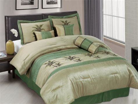 Sets usually come with a bed comforter 2 pillow cases and also a skirts to the trimming of their mattress. Chezmoi Collection 7-Piece Sage Green Embroidery Palm Tree ...