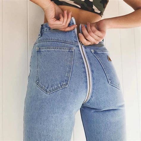 butt front back zipper jeans women skinny push up jeans high waist ripped jeans for women pull