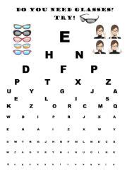 Maybe you would like to learn more about one of these? Do you need glasses? An alphabet activity - ESL worksheet ...