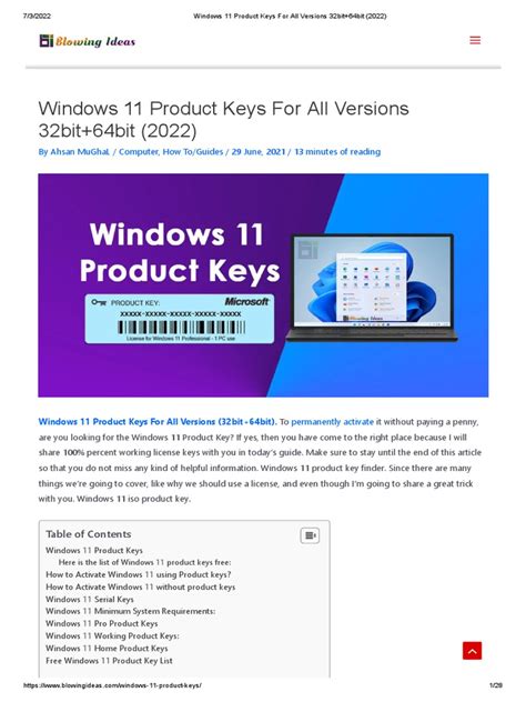 Windows 11 Product Keys For All Versions 32bit64bit 2022 Pdf