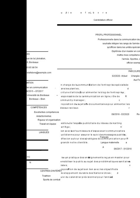 Exemples et modèles de CV militaire monCVParfait